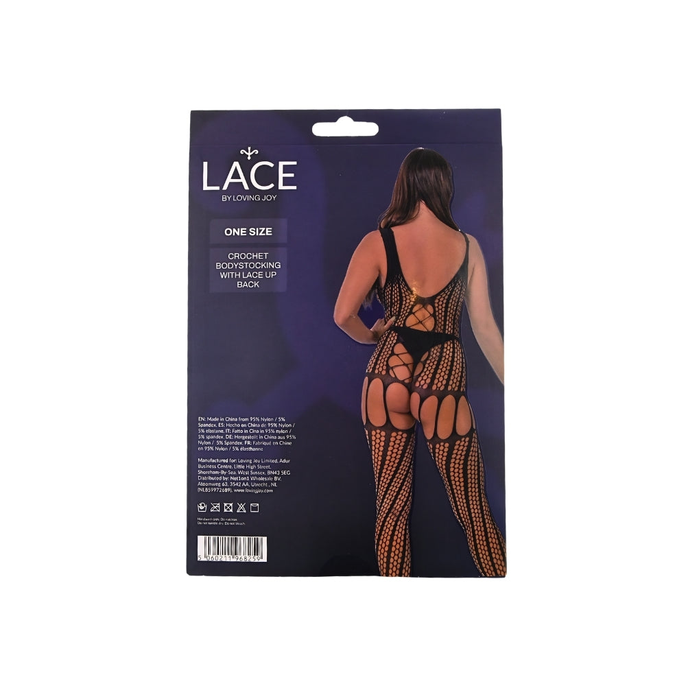 Lace by LJ Crochet Bodystocking with Lace Up Back – Bodystocking