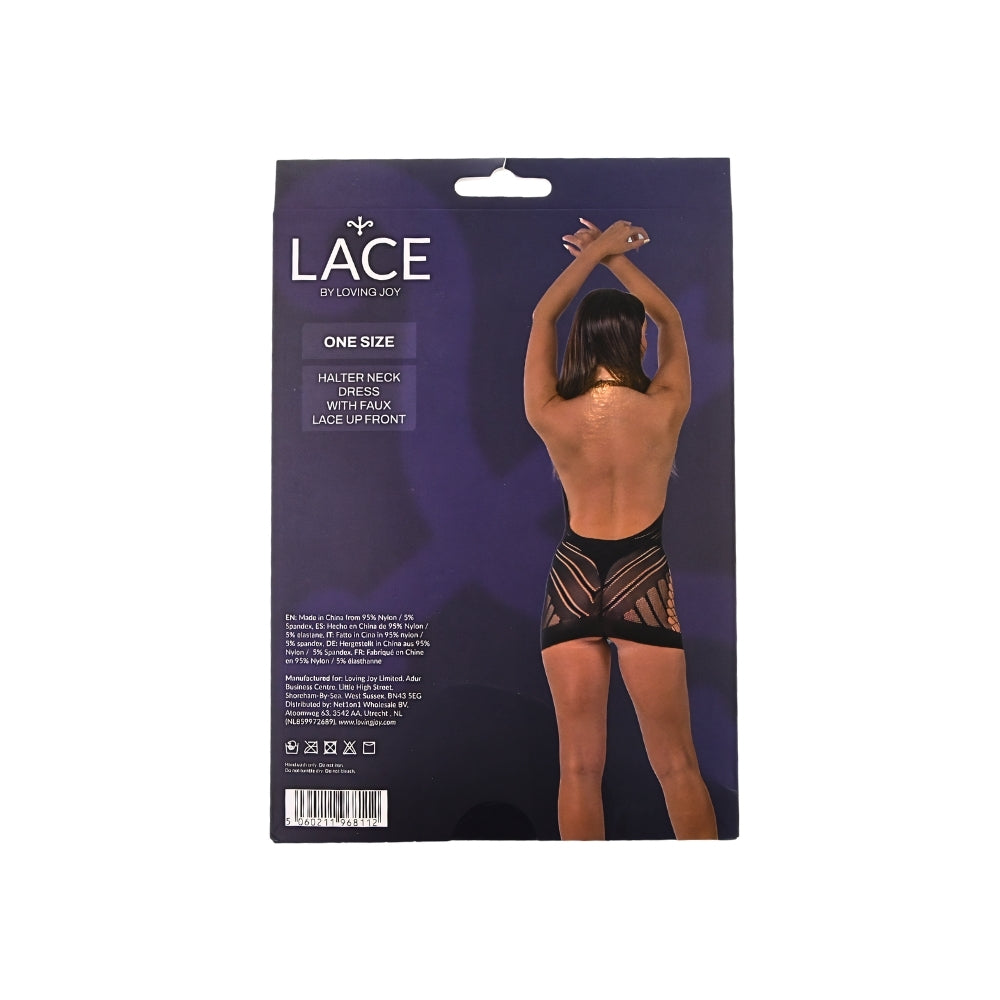 Lace by LJ Halter Neck Dress with Faux Lace-Up Front – Lingerie