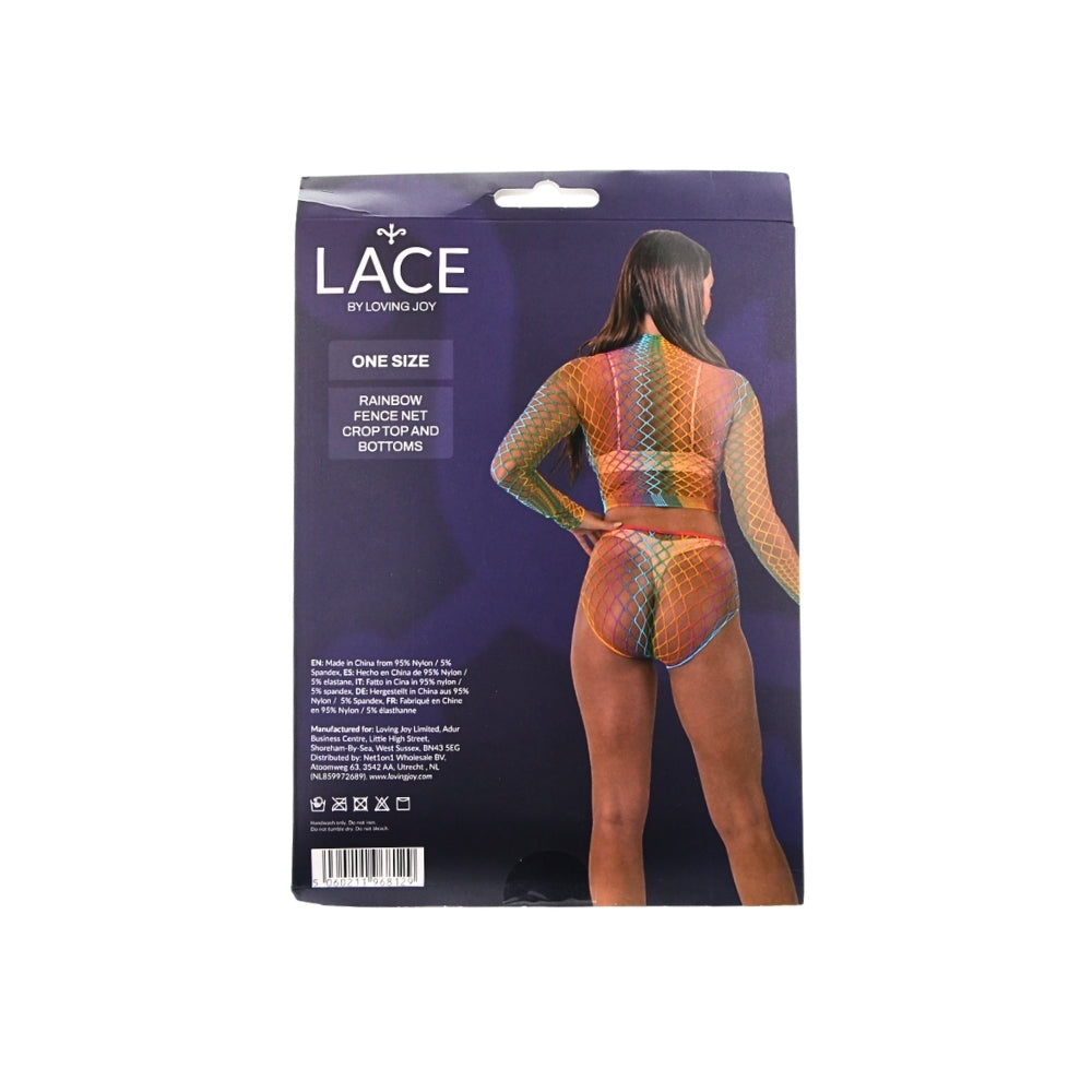 Lace By LJ Rainbow Fence Net Crop Top and Bottoms – Lingerie Set