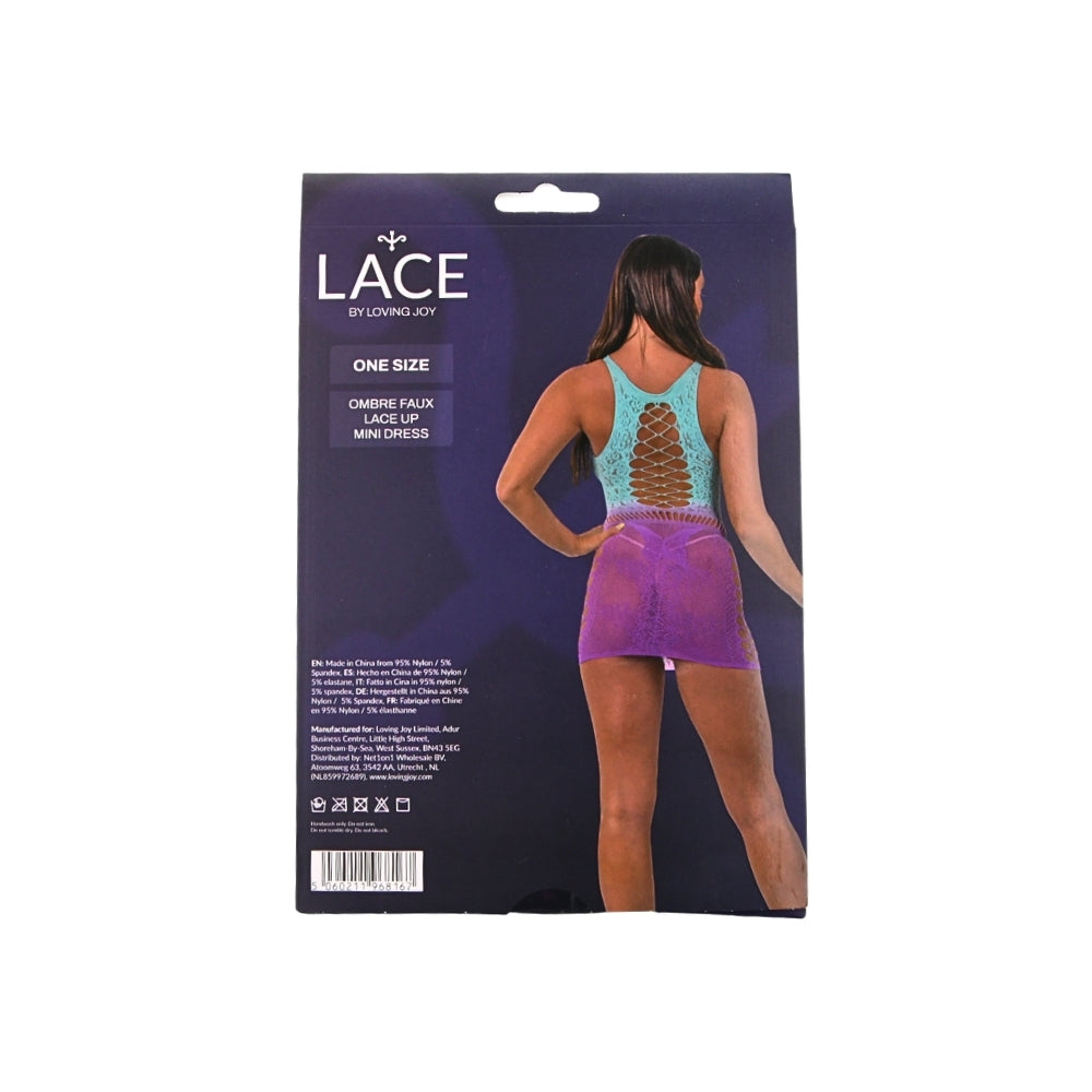 Lace By LJ Ombre Faux Lace-Up Mini Dress