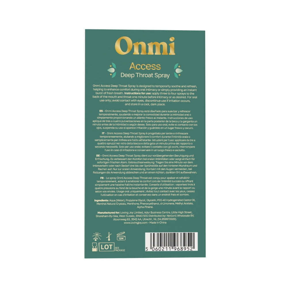 Onmi Access Deep Throat Spray – Mint Flavour 15ml Intimate Spray