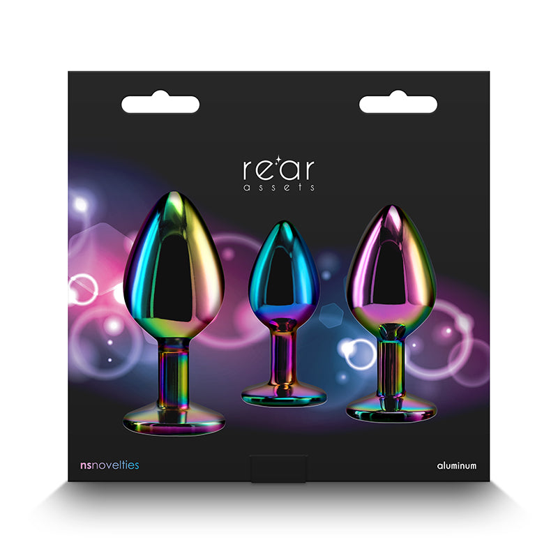 Rear Assets Trainer Kit (Multicolor) – Chrome-Plated Graduated Metal Butt Plug Set with Heart Jewel