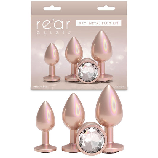 Rear Assets Trainer Kit – Set of 3 Chrome-Plated Butt Plugs in Graduated Sizes