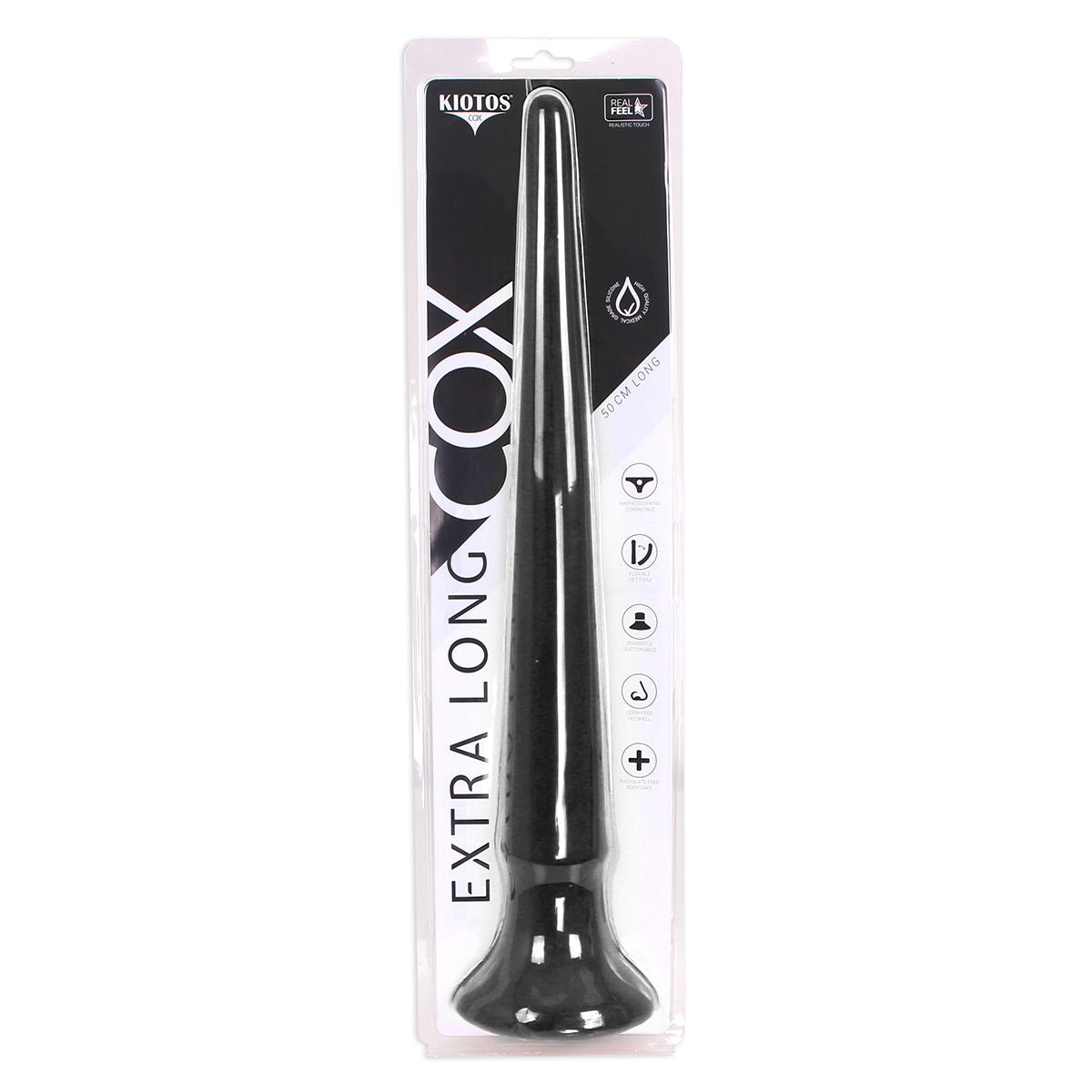 Kiotos Cox Black Extra Long Liquid Silicone Dildo – Smooth Suction Cup Dildo