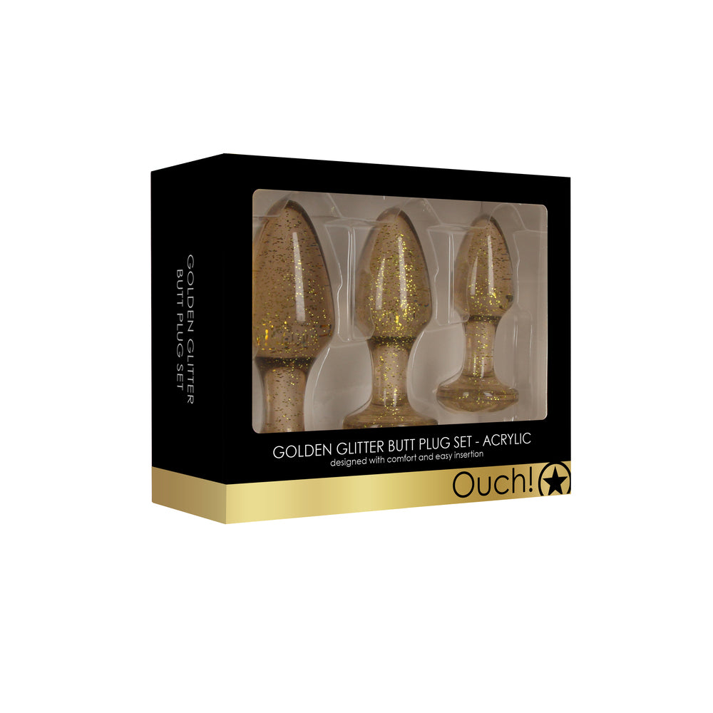 Ouch Golden Glitter Acrylic Butt Plug Set – Acrylic Butt Plugs