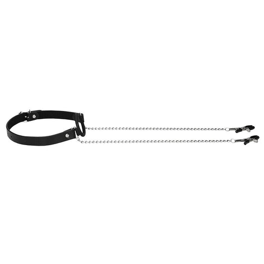 Ouch Ring Gag with Adjustable Nipple Clamps – Silicone BDSM Accessory