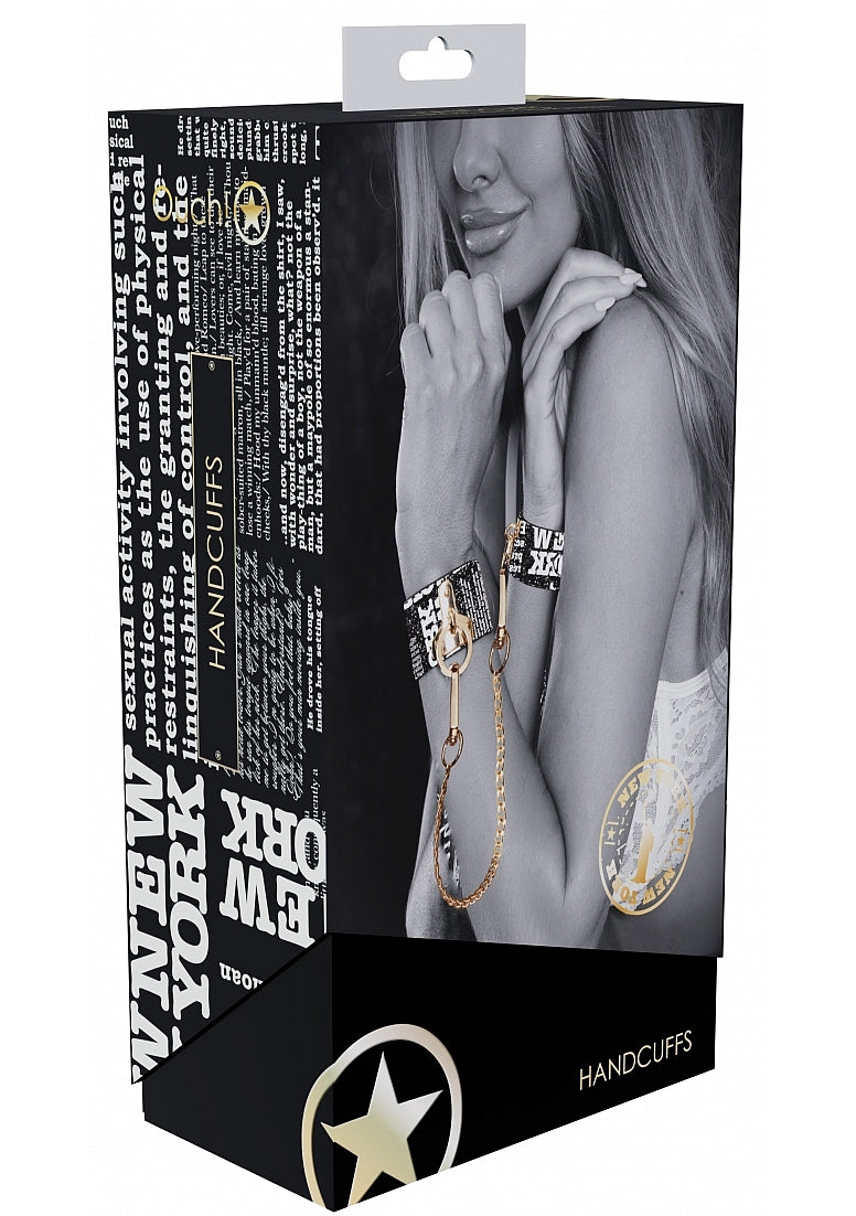 Ouch! NY Collection Handcuffs with Iridescent Hardware and Black PU Leather