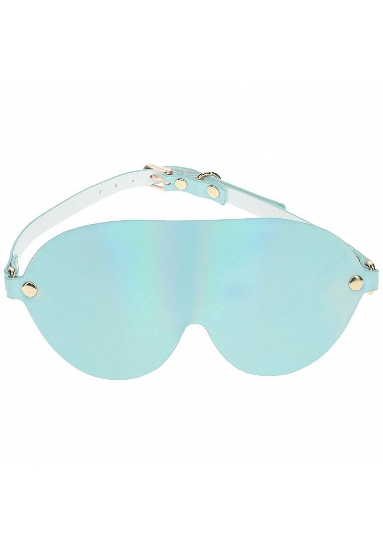 Ouch! Paris Collection Light Blue PU Leather Blindfold with Iridescent Hardware
