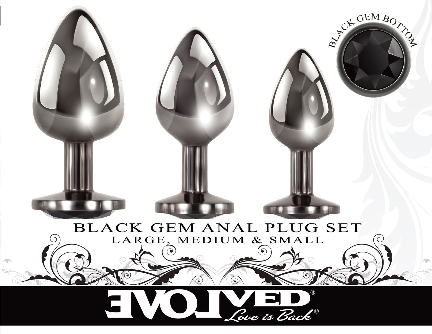 Evolved Black Gem Anal Plug Set – Metal Anal Plug Set