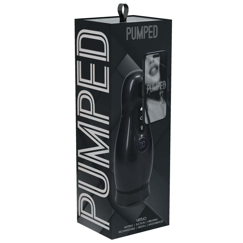 Pumped Virtuo (Gunmetal Grey/Clear) – USB Rechargeable Sucking Vibrating Masturbator
