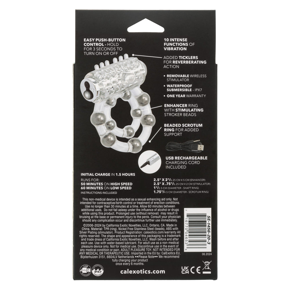 Maximus Waterproof Enhancement Ring with 10 Stroker Beads – Cock Ring