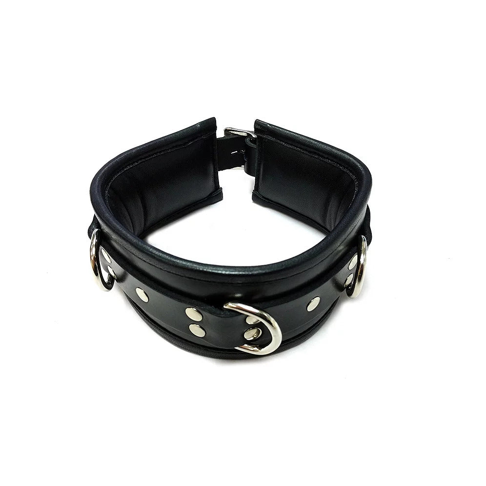 Rouge Garments Leather Padded Collar – Adjustable 2.75 Inch Wide Collar