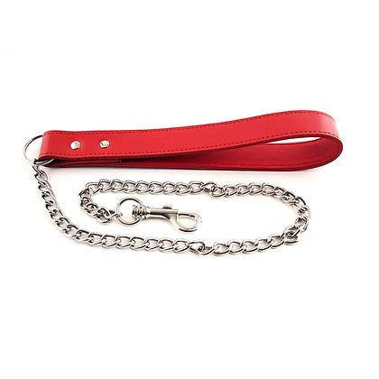 Rouge Leather Lead (Red) – Chrome Treated Leather and Chain Leash 11 Inch
