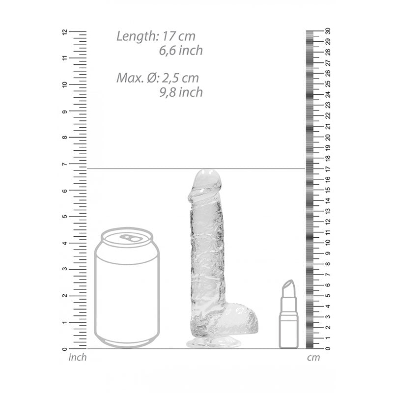 RealRock 6 Inch Transparent Crystal Clear Dildo – Realistic Body-Safe Dildo