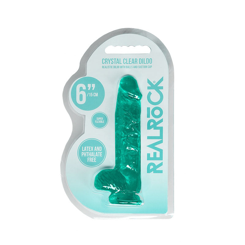 Realrock Crystal Clear 6 Inch Realistic Dildo with Balls – Suction Cup Dildo