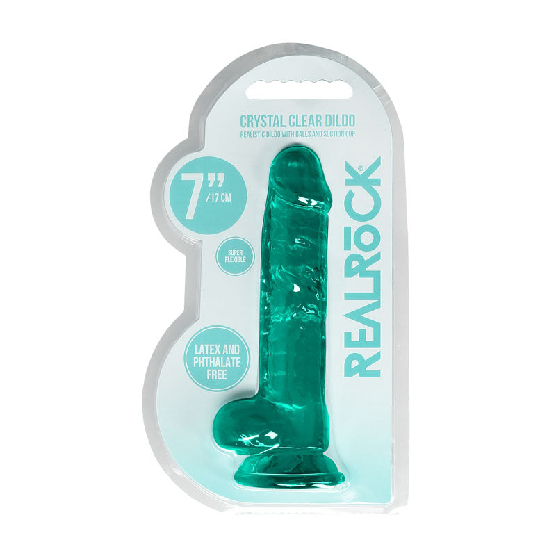 REALROCK Crystal Clear 7 Inch Realistic Dildo with Balls – Body-Safe Dildo