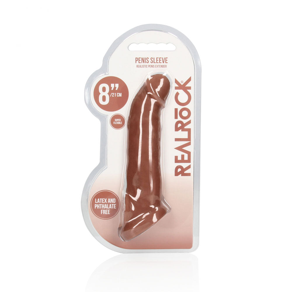 Realrock 8 Inch Realistic Penis Extender with Rings – Penis Extension Sleeve
