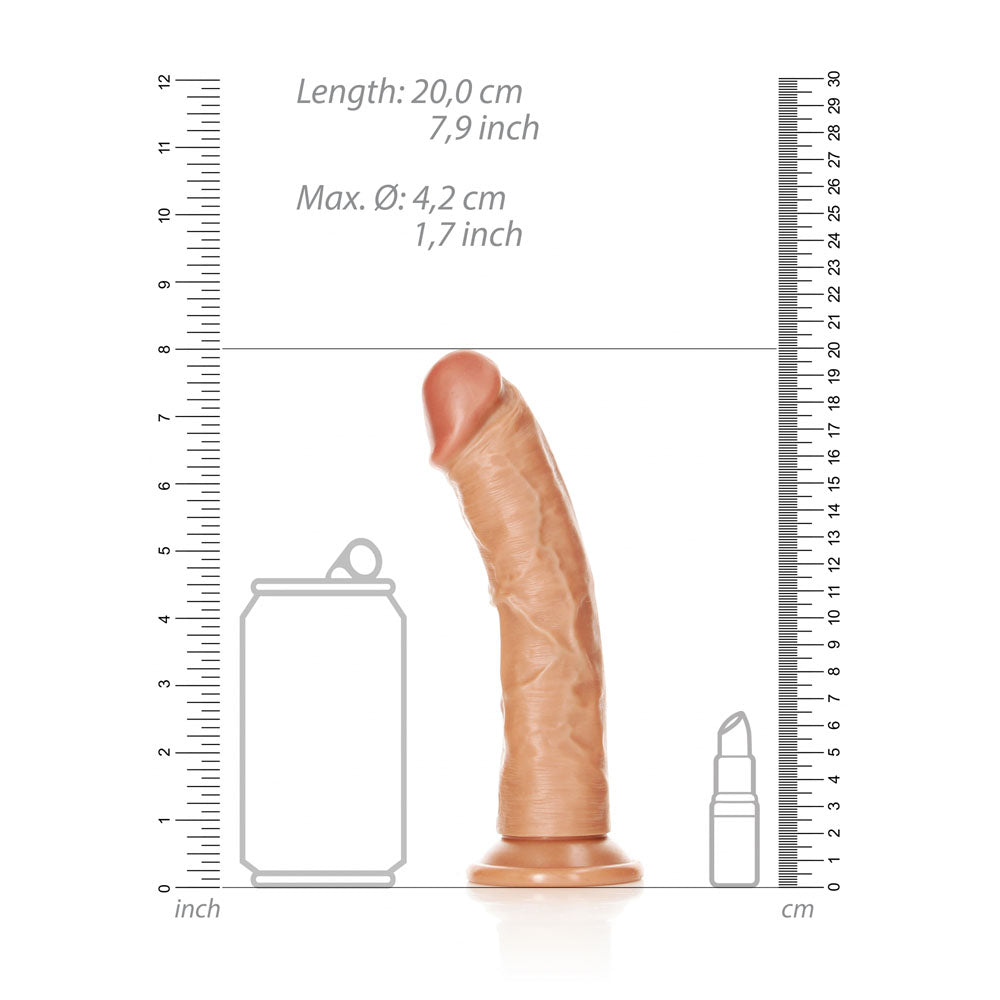 RealRock Realistic Curved Dildo (Tan) – 18 cm Suction Cup Dildo