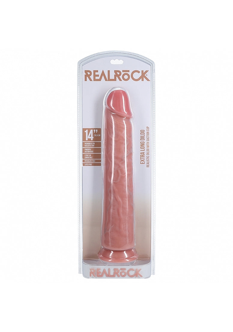 RealRock Extra Long No Balls Dildo 14 Inch Realistic Skin Color
