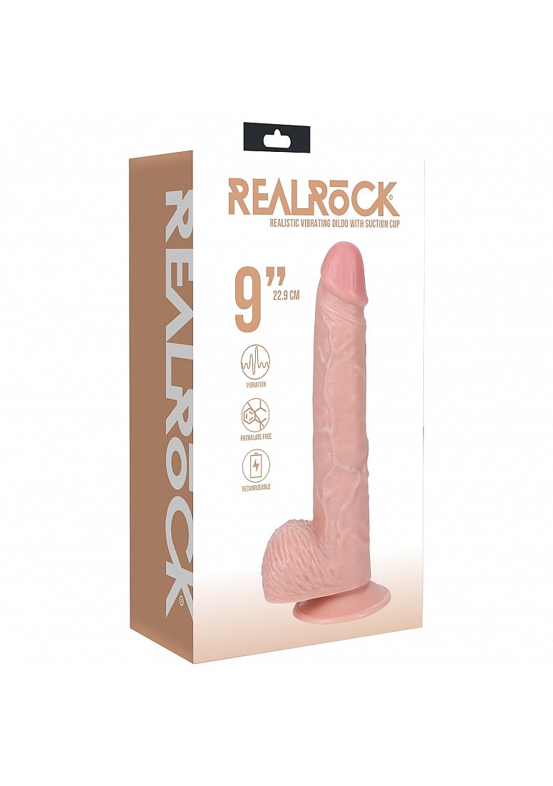 REALROCK 23cm Vibrating Cock + Balls - 9 Inch Dildo