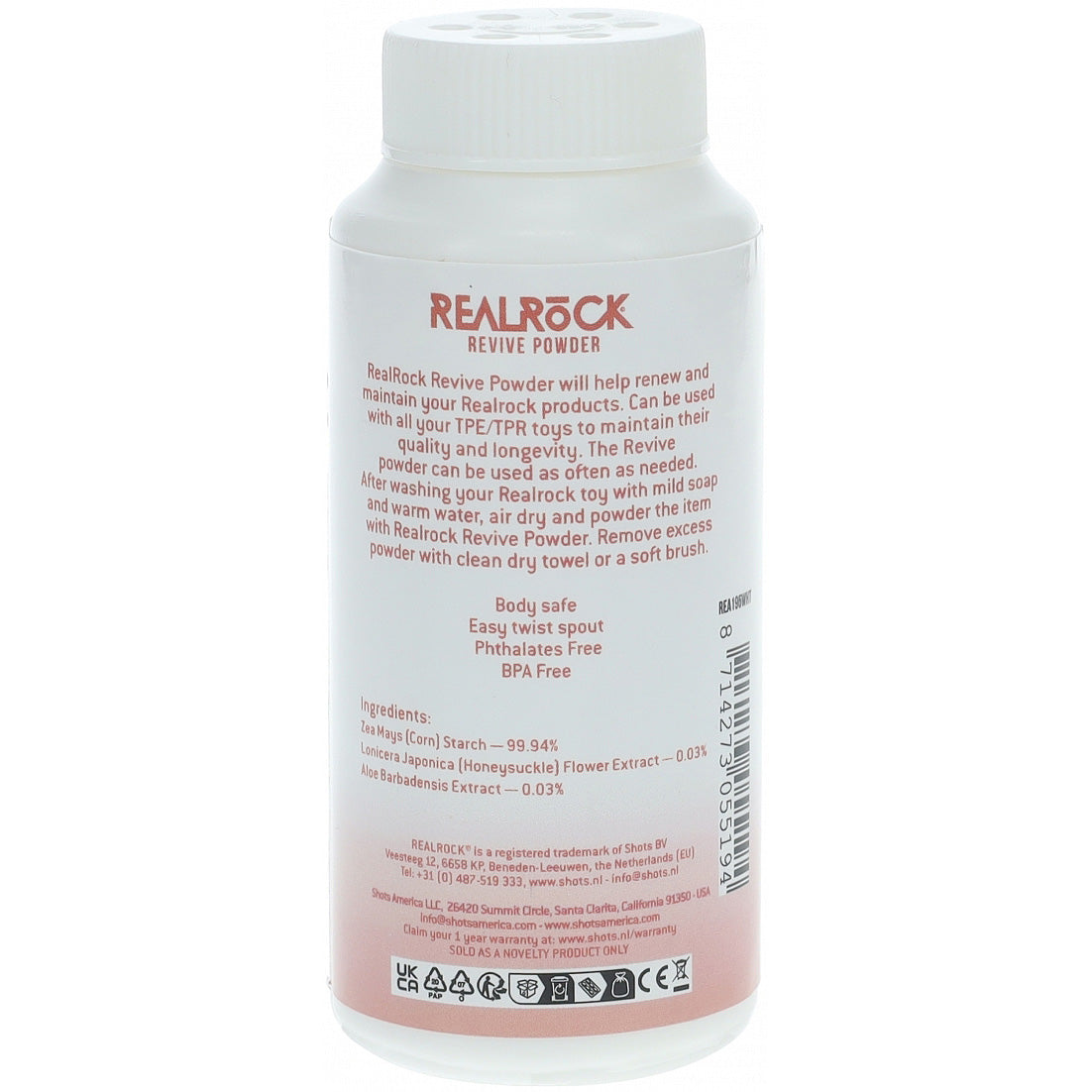 RealRock Revive Powder 2 oz for TPE TPR Toy Care and Maintenance