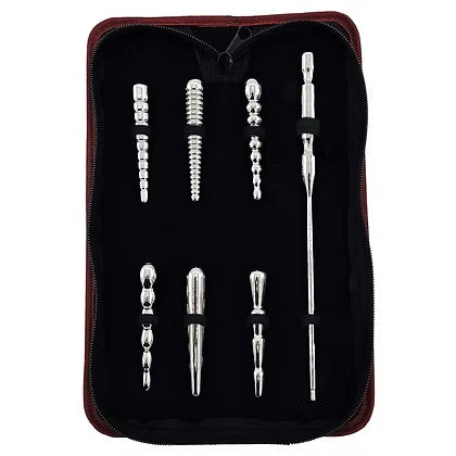 Rouge Stainless Steel Penis Plug 6 Piece Set With Handle In Storage Case