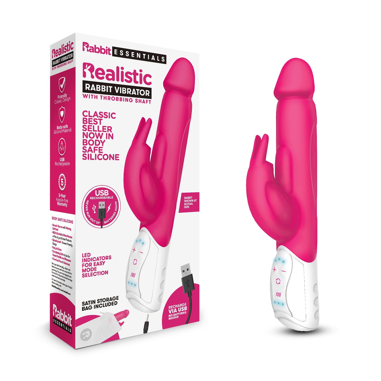Rabbit Essentials Realistic Throbbing Shaft (Hot Pink) – Rabbit Vibrator