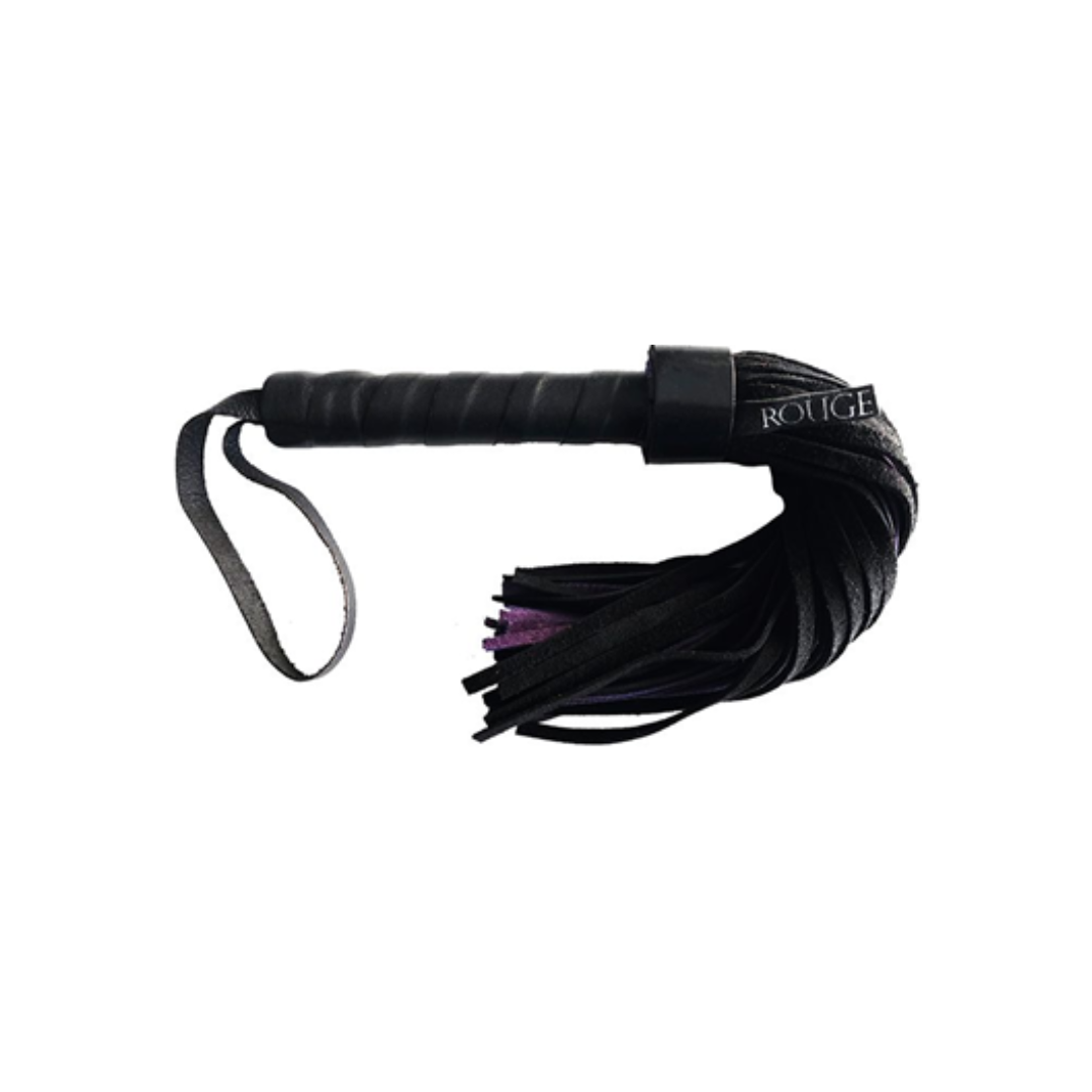 Rouge Suede Flogger (Black Purple) – Leather Handle Flogger