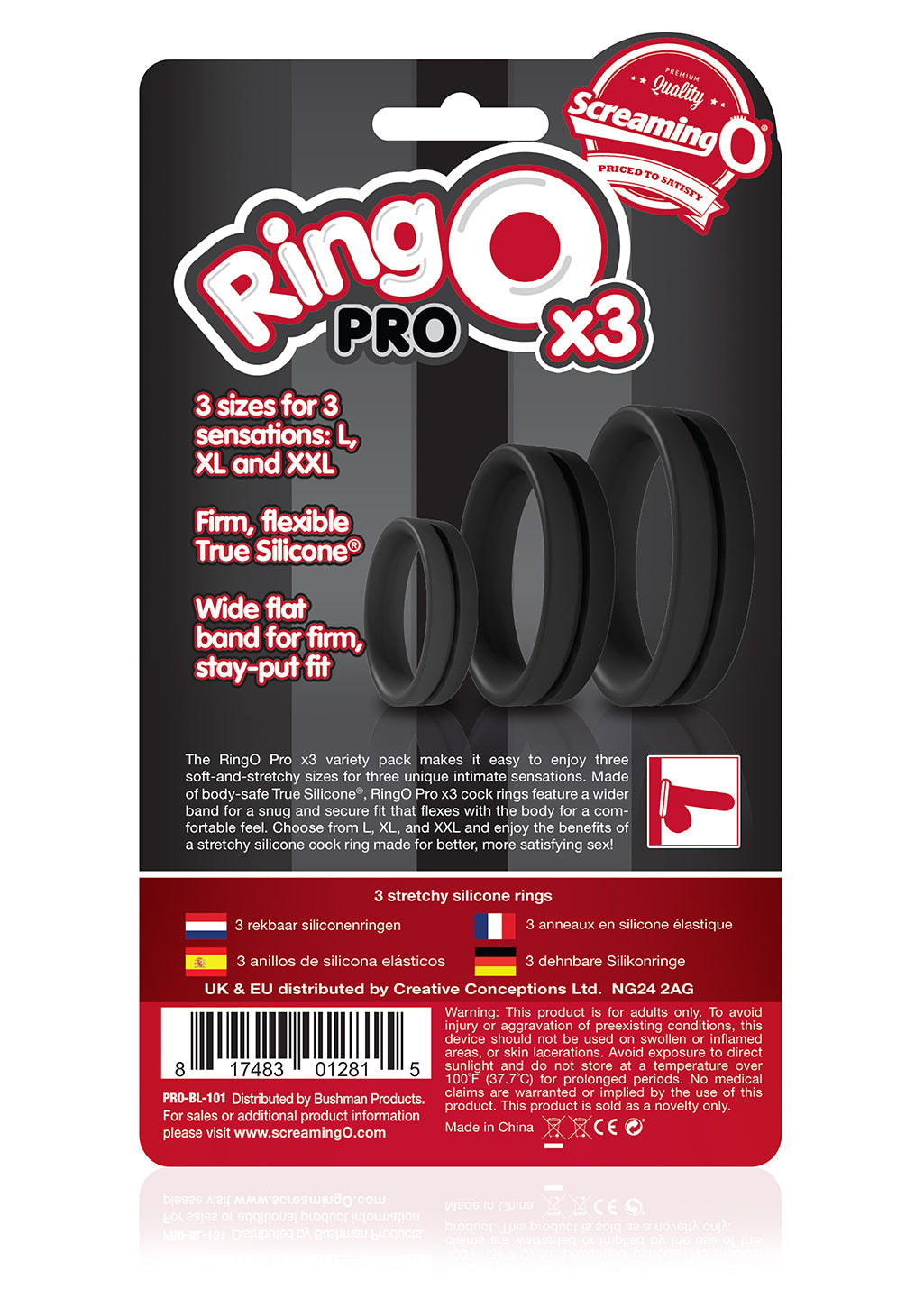 Screaming O Ringo Pro X3 Silicone Cock Ring Trio Pack