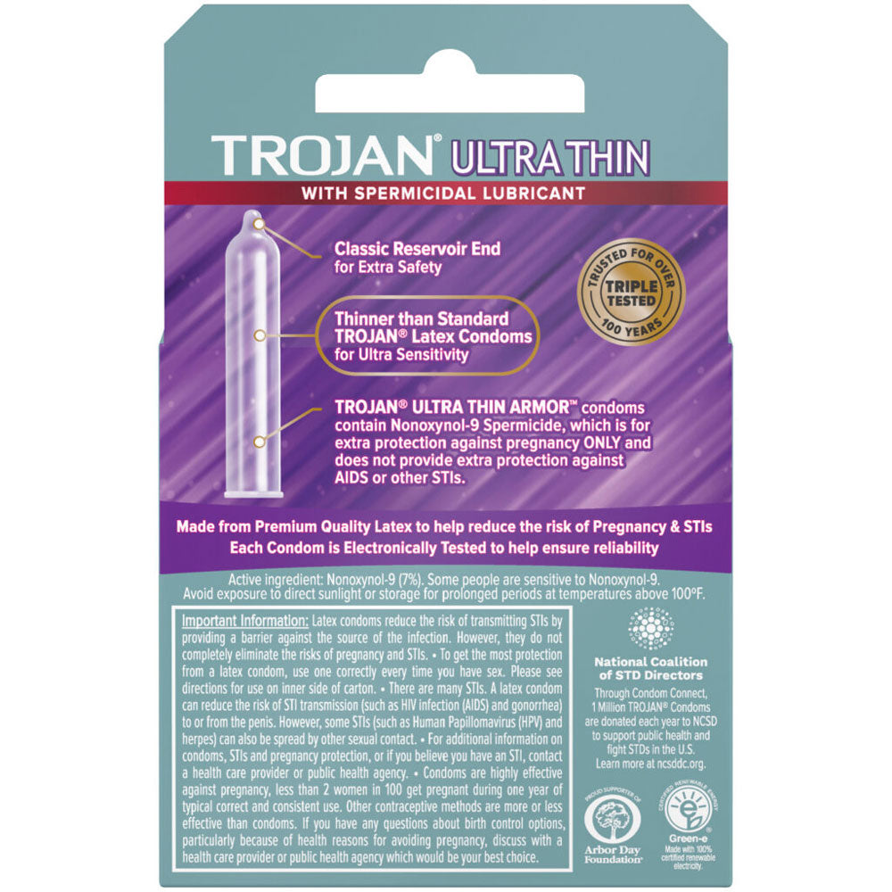 Trojan Ultra Thin Armor Spermicidal Condoms - 3 Pack