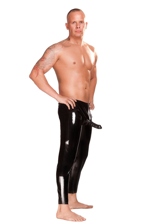 Black Large Latex Leggings with Sleeve for Men