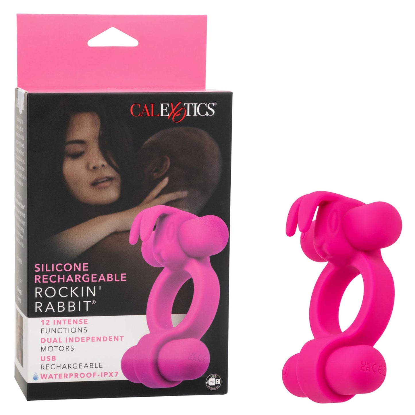 Silicone Rockin’ Rabbit Pink Couples Vibrator with Dual Independent Motors