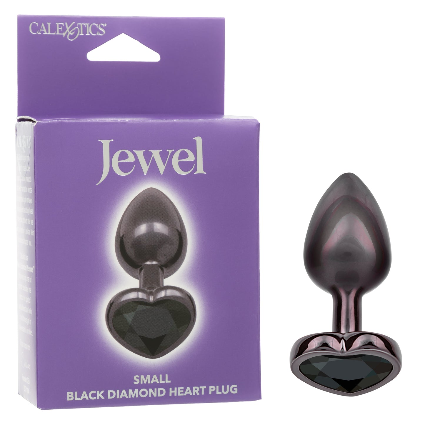 Jewel Small Black Diamond Heart Plug with Iridescent Finish and Streamlined Design