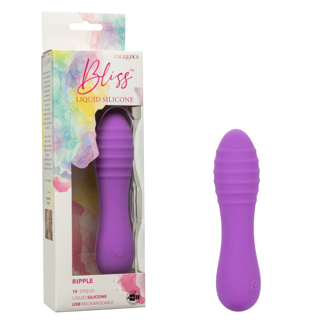 Bliss Liquid Silicone Ripple Massager Purple 10 Speeds Waterproof