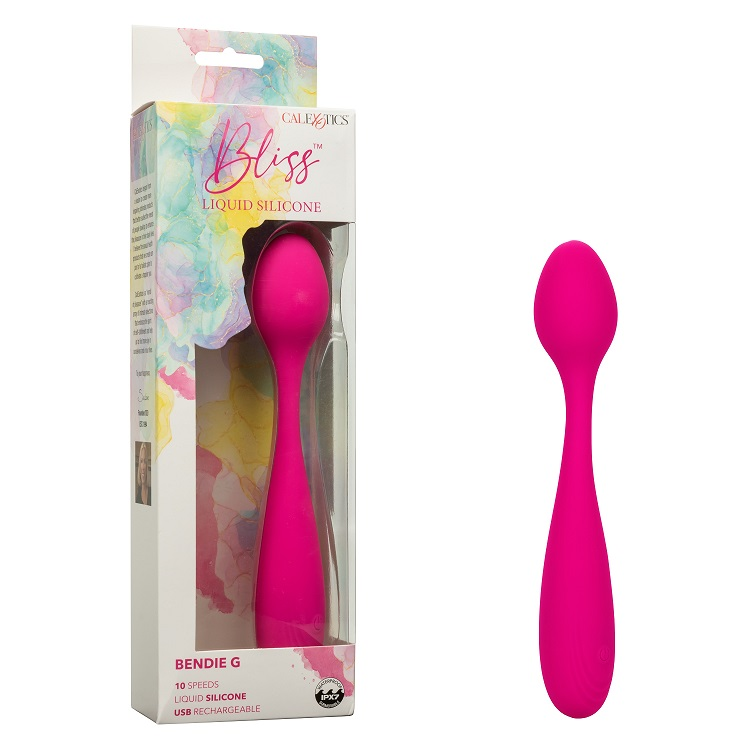 Bliss Liquid Silicone Bendie G Vibrator with 10 Speeds Pink