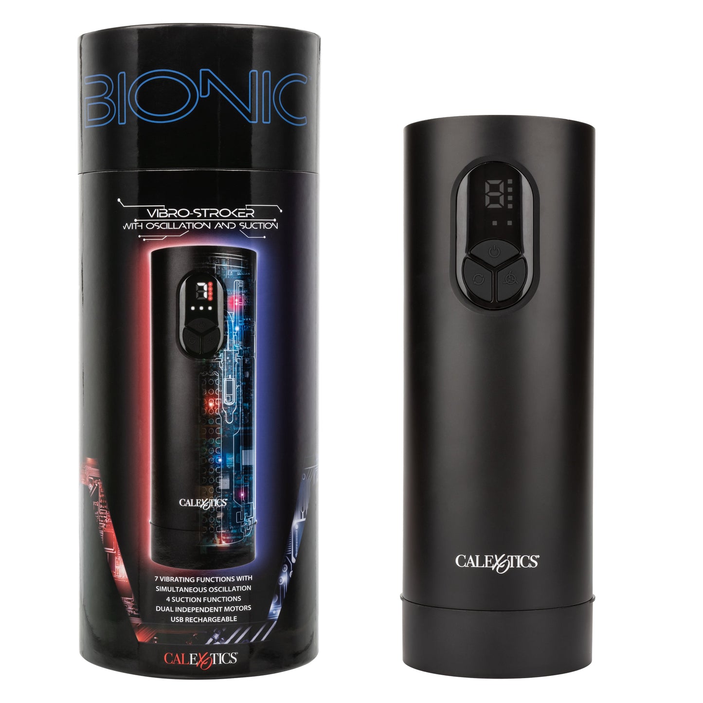 Bionic™ Vibro Stroker with Oscillation and Suction Black Wireless Male Masturbator