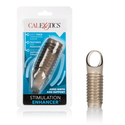 Stimulation Enhancer Smoke Ridged Thick Textured Sleeve with Scrotum Support Strap