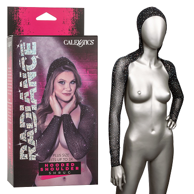 Radiance Plus Size Black Rhinestone Hooded Shoulder Shrug Up to 3X