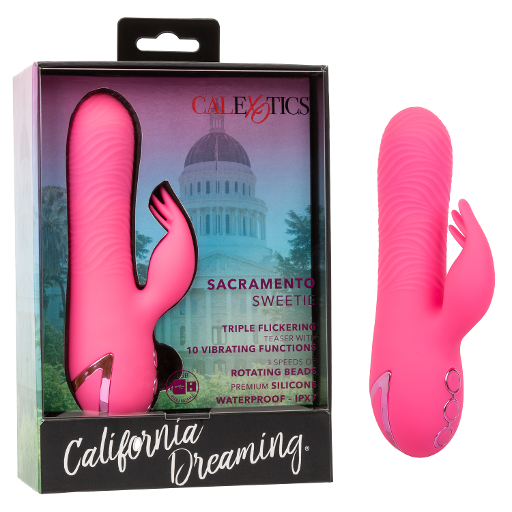 California Dreaming Sacramento Sweetie Pink Dual Stimulator with Rotating Beads and 10 Vibration Modes