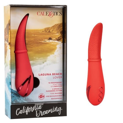 California Dreaming Laguna Beach Lover Red Silicone Vibrator with 10 Vibration Functions and Flickering Tongue Tip
