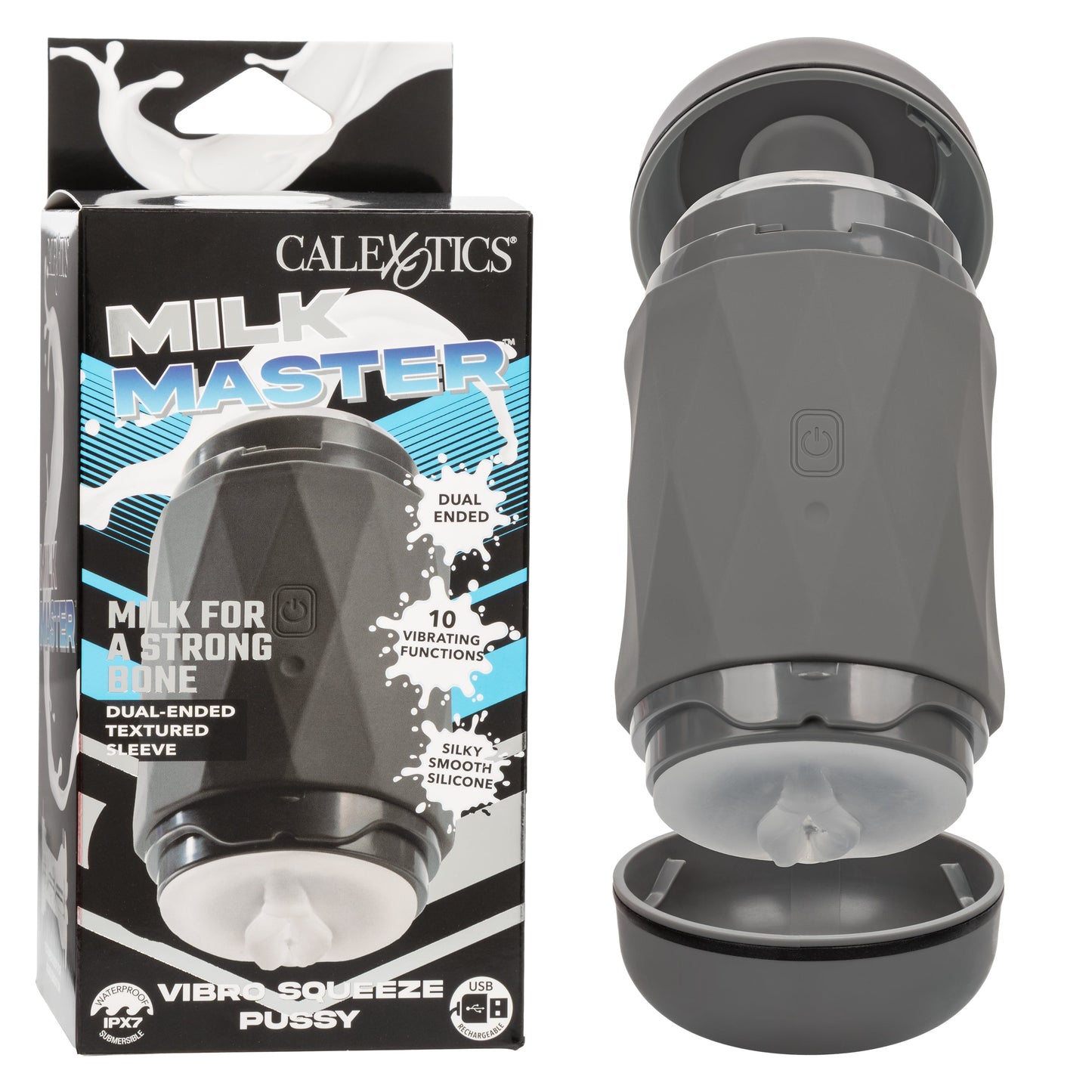 Milk Master Vibro Squeeze Pussy Stroker Dual Ended Masturbator