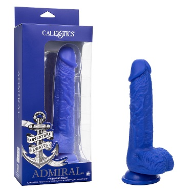 Admiral 7 Inch Vibrating Sailor Soft Liquid Silicone Dong with Suction Cup Base and Battery