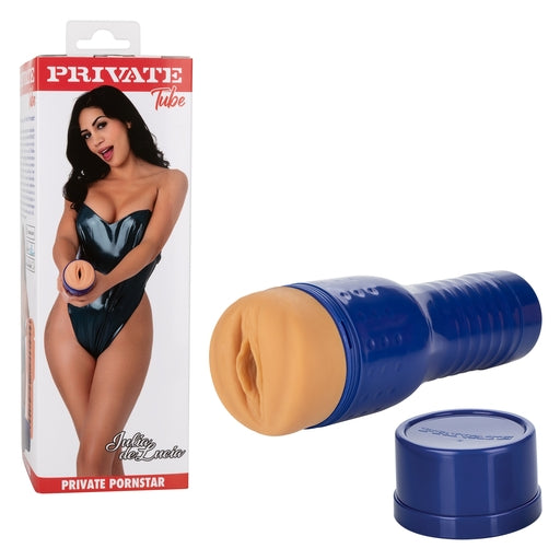 Private Tube Julia De Lucia Pussy Sleeve Ivory with Adjustable Suction and Real Skin TPR Material