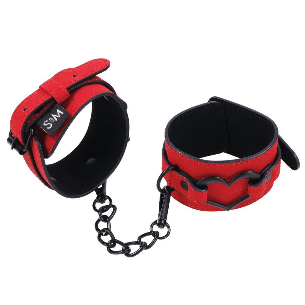 Sex & Mischief Amor Handcuffs in Red Vegan Leather