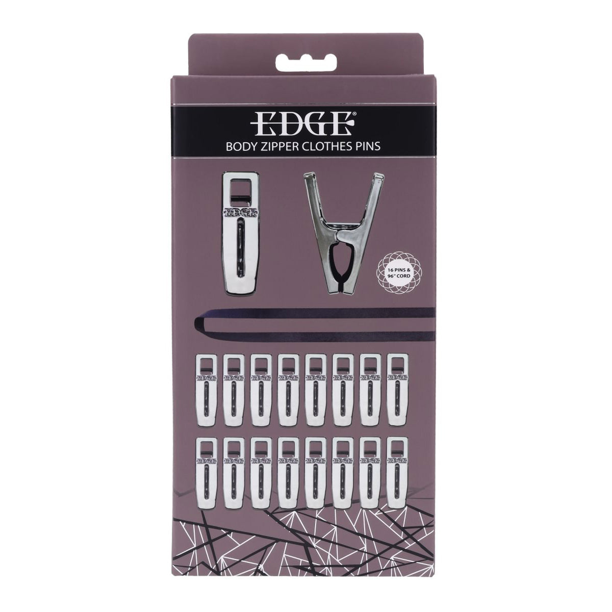Edge Body Zipper Clothes Pins – Set of 16 Sensation Clamps with Cord