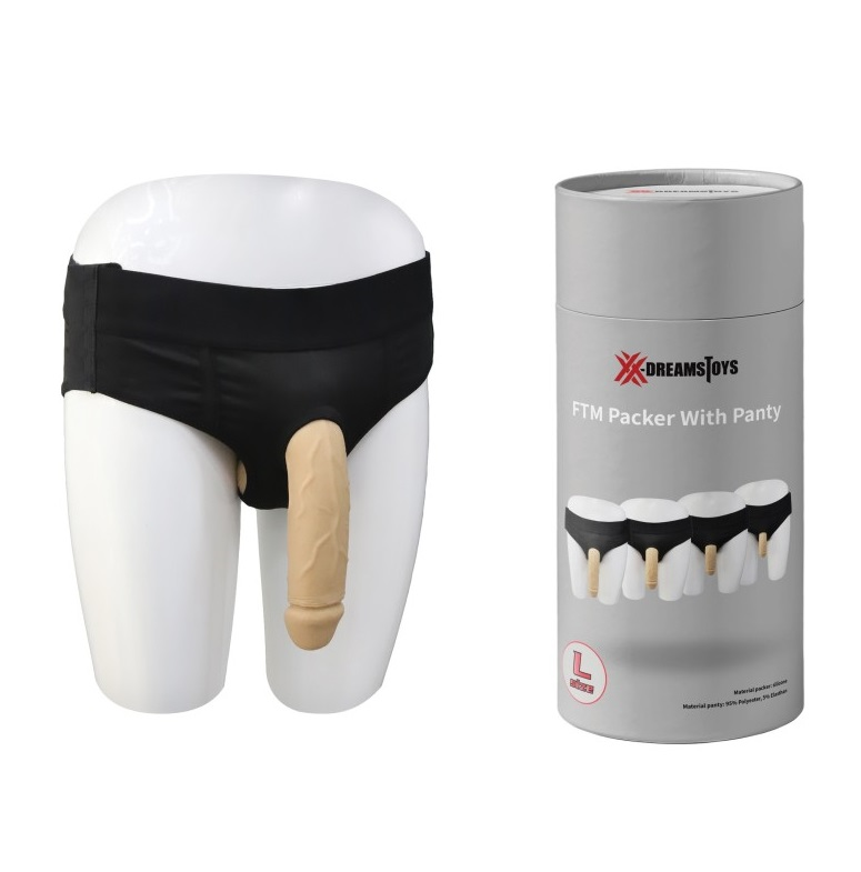 XX-Dreamstoys FTM Silicone Packer with Black Panty Size L 18cm Length 4.5cm Diameter