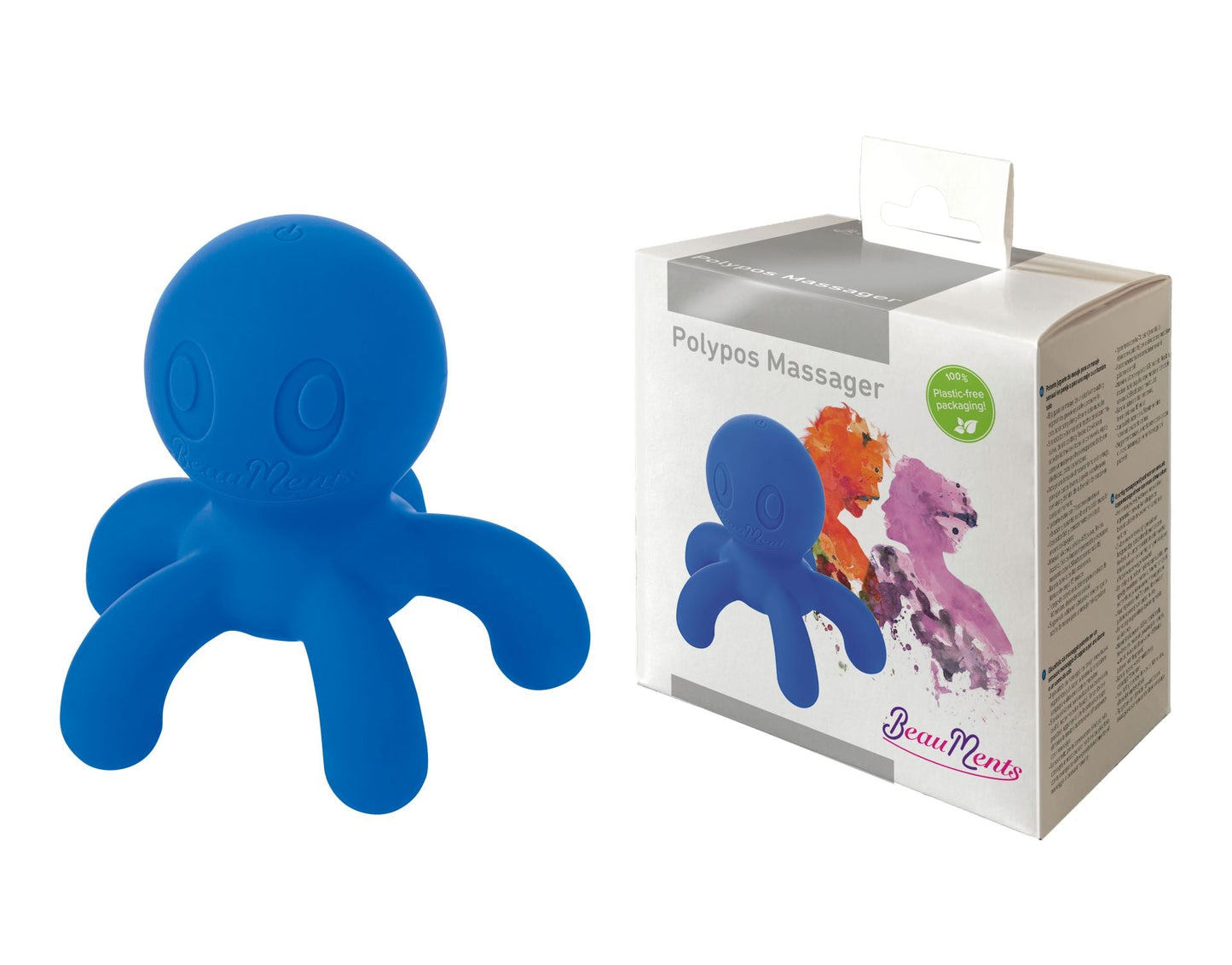 BeauMents Polypos Massager Blue Silicone Flexible Ergonomic 5-Tentacle Vibrating Muscle Stimulator