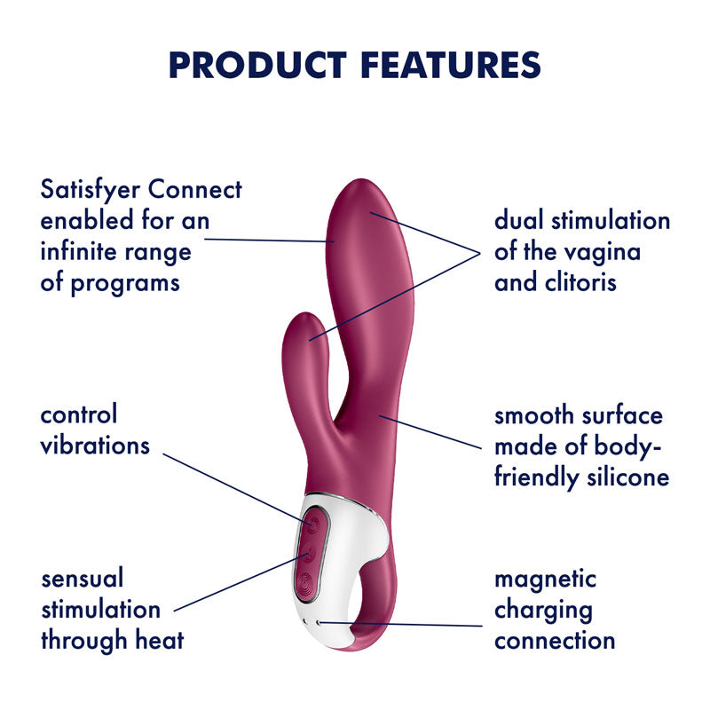 Satisfyer Heated Affair Warming Rabbit Vibrator in Burgundy with Bluetooth Connectivity