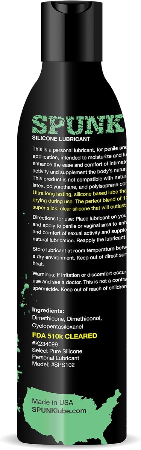 Spunk Lube Pure Silicone – 8 Fl Oz Silicone-Based Lubricant