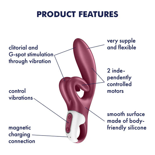 Satisfyer Touch Me Rabbit Vibrator Red with Dual Motors and Waterproof Design